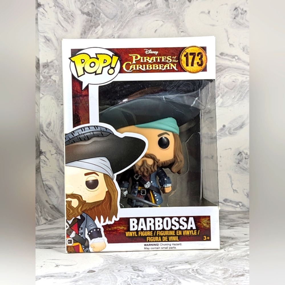 Funko Pop Pirates of the Caribbean Barbossa 173, Hole in box on back, yellowing